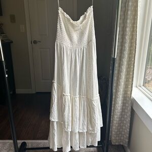 American Eagle White Strapless Midi Dress